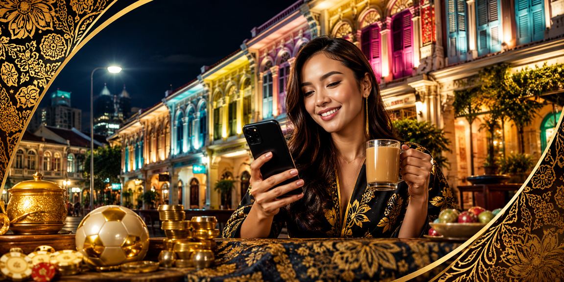 Pemain poker di Penang menggunakan telefon pintar dengan antara muka kasino bermotif batik Malaysia
